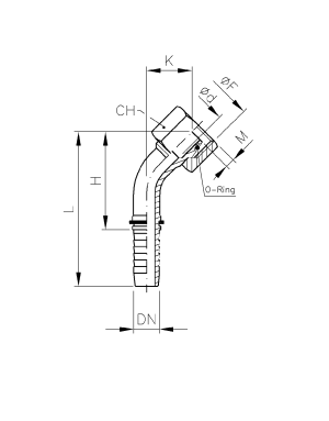 CODO 45º 36x200 ROSCA 1"...